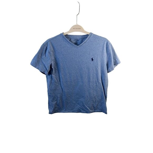 Men's vneck blue Polo Ralph Lauren shirt size M - Picture 1 of 3